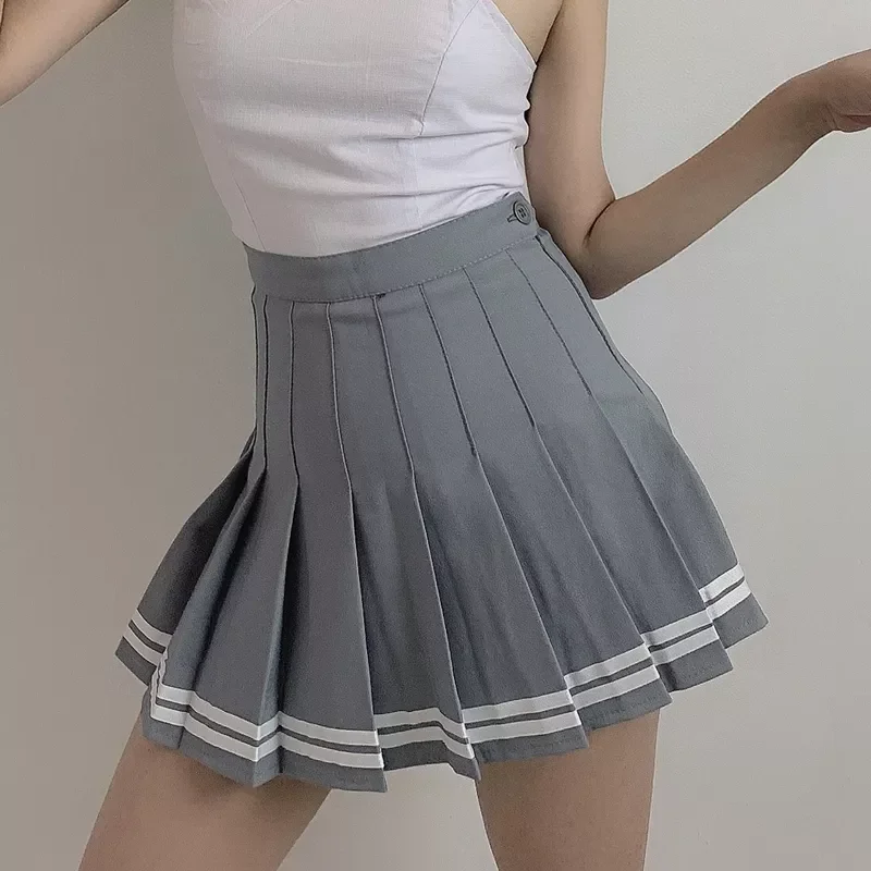 

7 Colors New Women Golf Skirt Vintage Striped Tennis Pleated Jupe Petticoat Falda Kawaii High Waist Mini Micro Skirts Summer