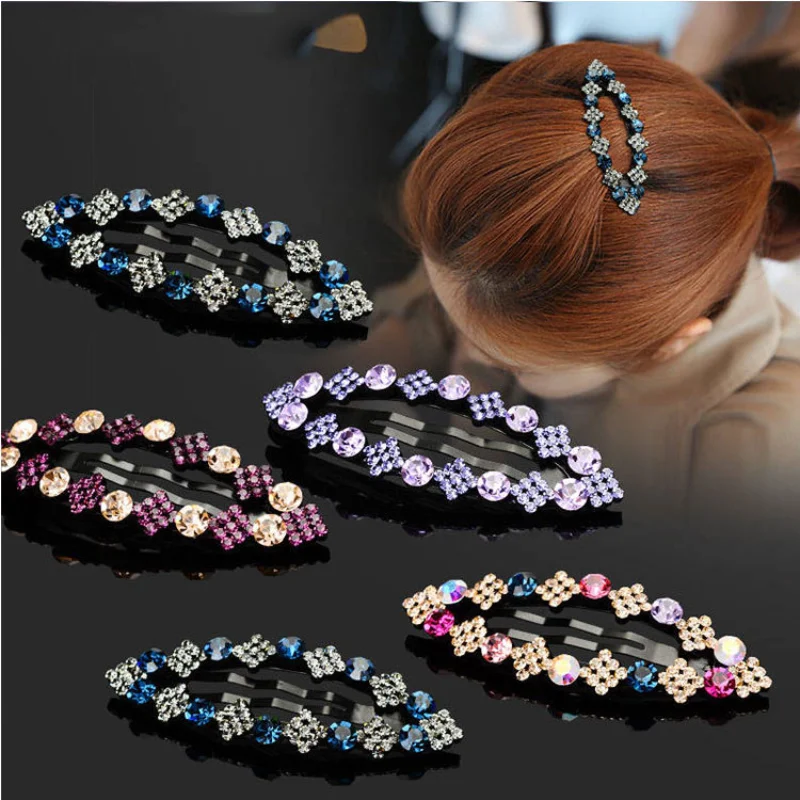 

Bangs Clip Braided Hair BB Hairpin Barrettes for Women Girls Rhinestone BB Hair Clip Luxurious Hair Styling Make Up Accessories