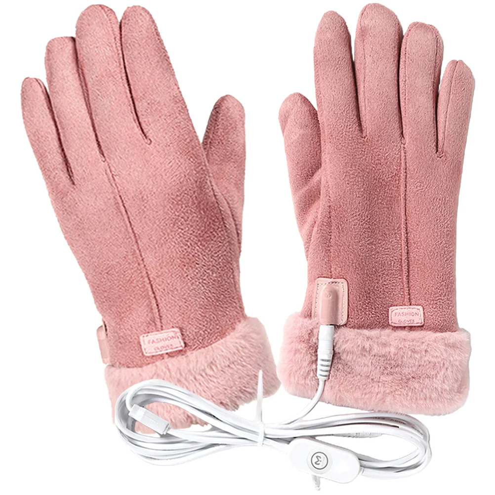 

Gloves Heated Women Usb Thermal Mitts Warm Winter Heating Hand Cold Rechargeable Windproof Weather Suede Warmer Skiing Warming