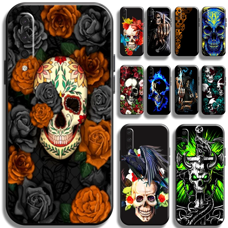 

Death Skull Flower Phone Case For Xiaomi Mi CC9 Mi CC9e Mi CC9 Pro Back Soft Cover Funda Coque Shell Liquid Silicon Carcasa