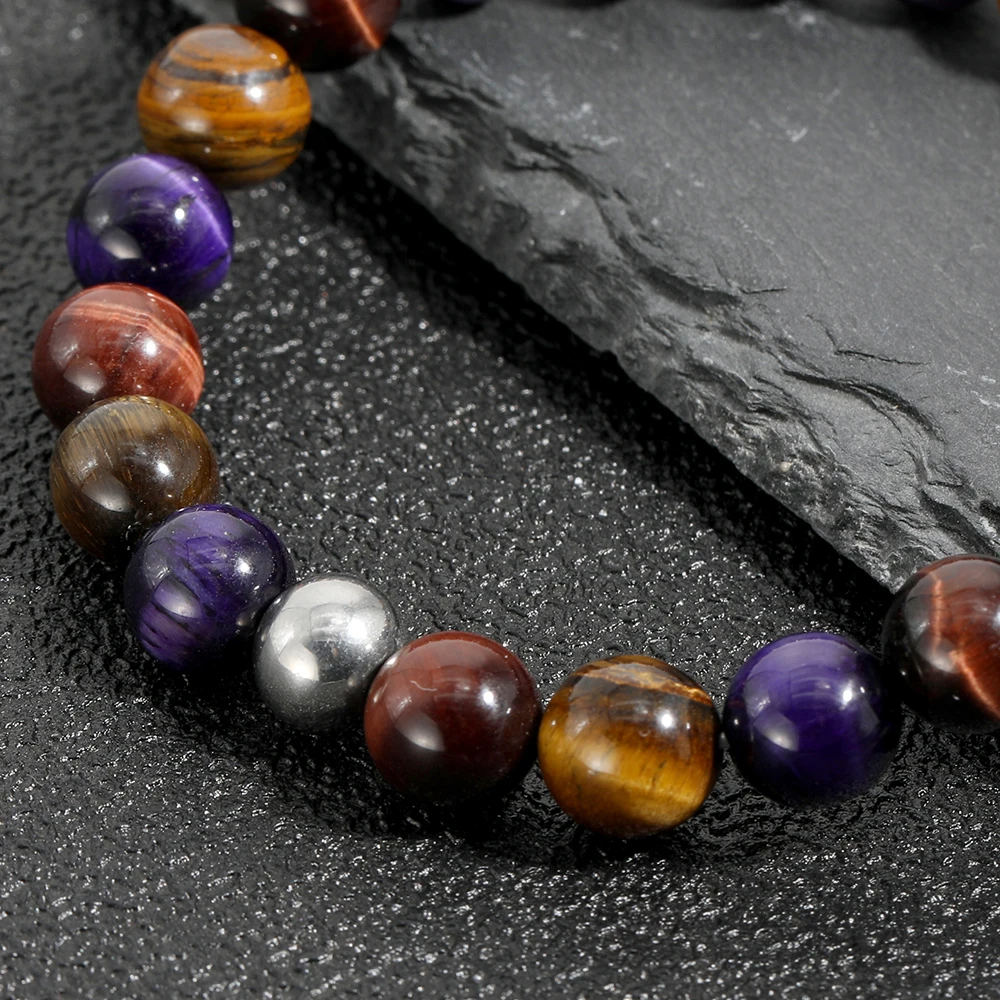 OAIITE 8 мм натуральный желтый фиолетовый красный три цвета тигровый глаз чакра