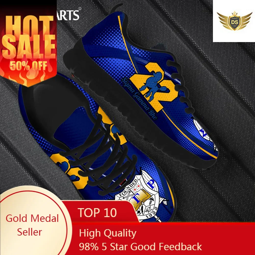 Синие Sigma Gamma Rho Poddles Design Breathale кроссовки для бега с круглым носком на плоской