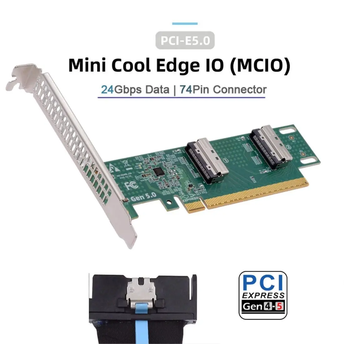 Фото Новый адаптер PCIe 5.0 2025 года: база X16 MCIO 8i Female NVMe + двухпортовый внешний графический адаптер PCIe 5 для док-станции и расширения GPU №4