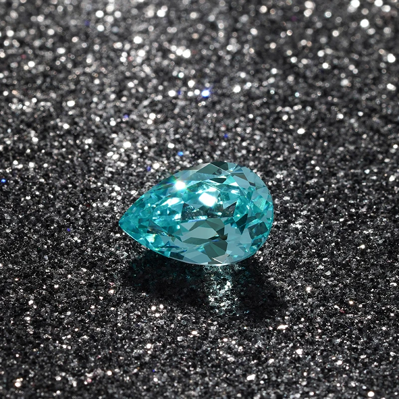 Paraiba Color Lab выращенный сапфир свободный камень грушевидной формы для установки
