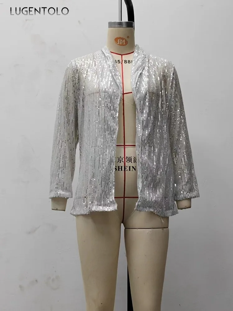 Женский блейзер с блестками маленькие костюмы темпераментная Новинка длинным
