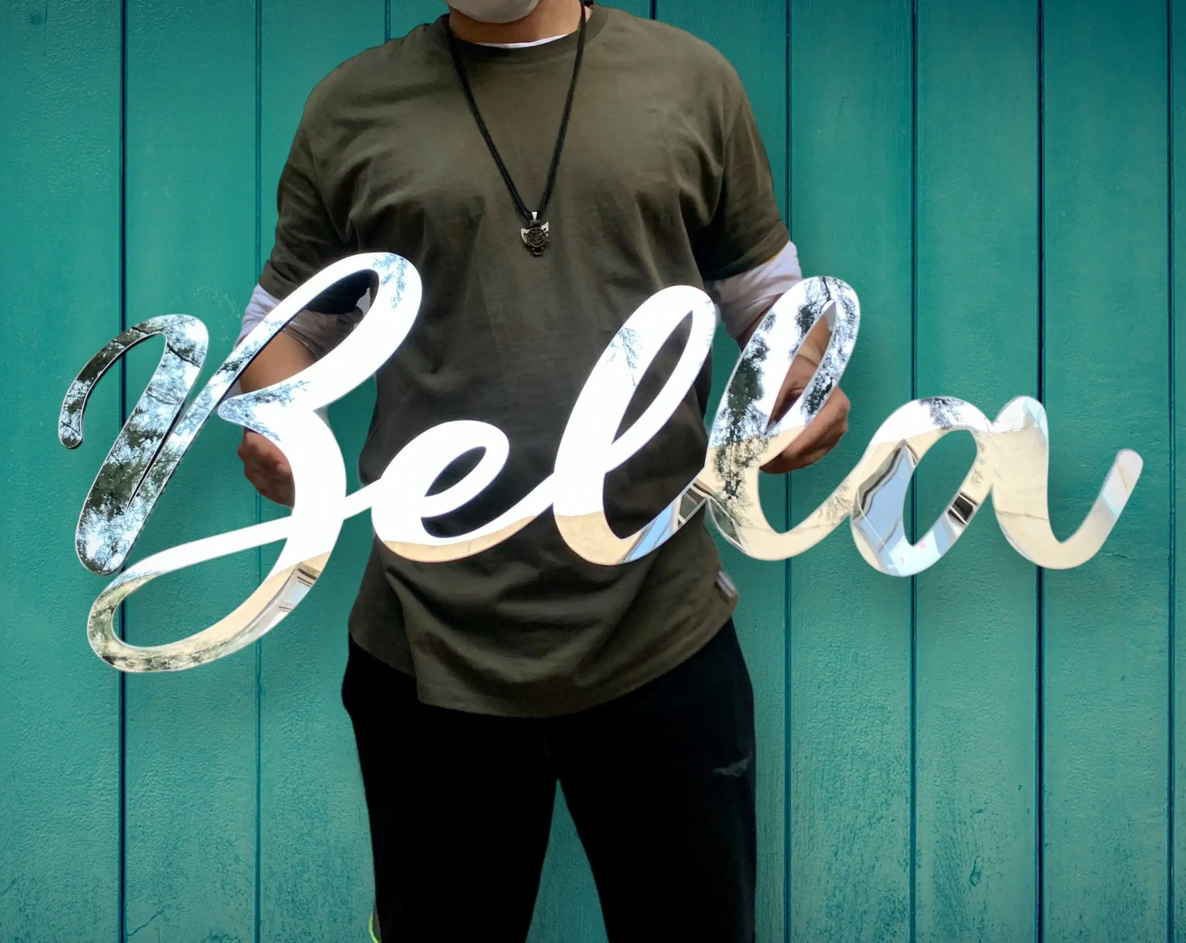 

Personalized Name Sign Decor Custom Acrylic Mirror Gold Wood Wall Signs Baby Shower Nursery Decor Wedding Party Plaque Letters
