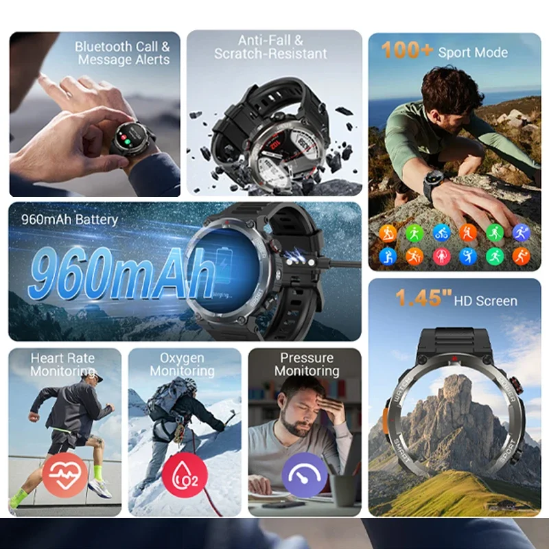 Умные часы Blackview W50 Pro с дисплеем 1 45 дюйма поддержкой Bluetooth телефонными звонками