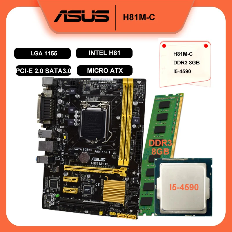

ASUS H81I-PLUS/BM1AD1/DP_MB Mini-ITX Motherboard Set with Intel Core I3 4170 CPU LGA 1150 Processor DDR4 8GB Memory SATA3 HDMI