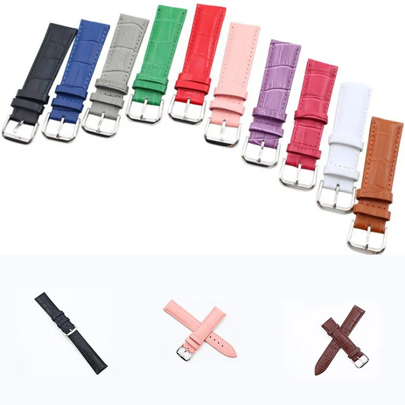 12/14/16/18/20/22/24 mm Genuine Leather Watch Strap Multicolor Stainless Steel Buckle Soft High Quality Fashion Watch Bands New