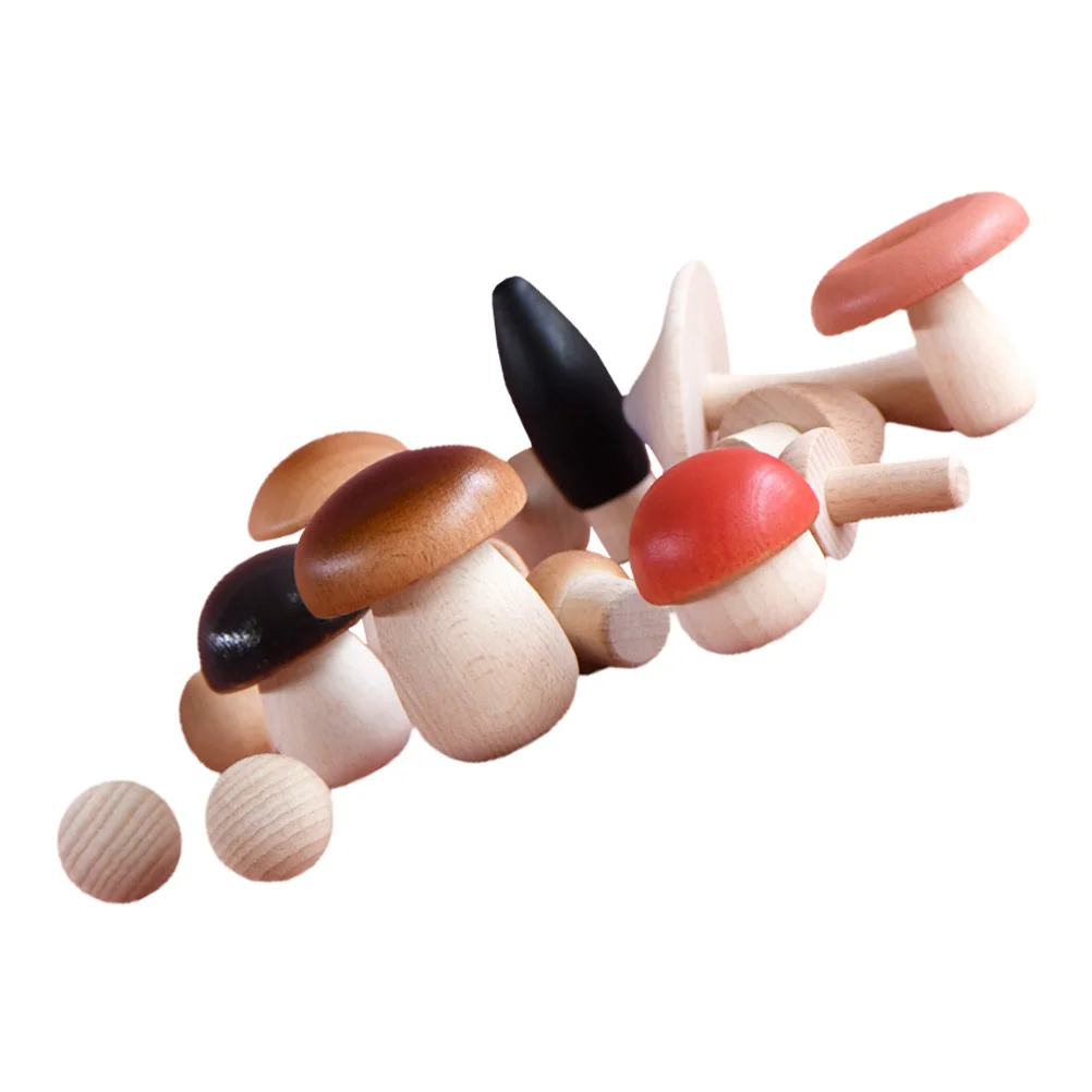 

15Pcs Mushroom Small Mushroom Figurines Wooden Mushrooms Preschool Cognition Toys Mushroom for Home Indoor Playing