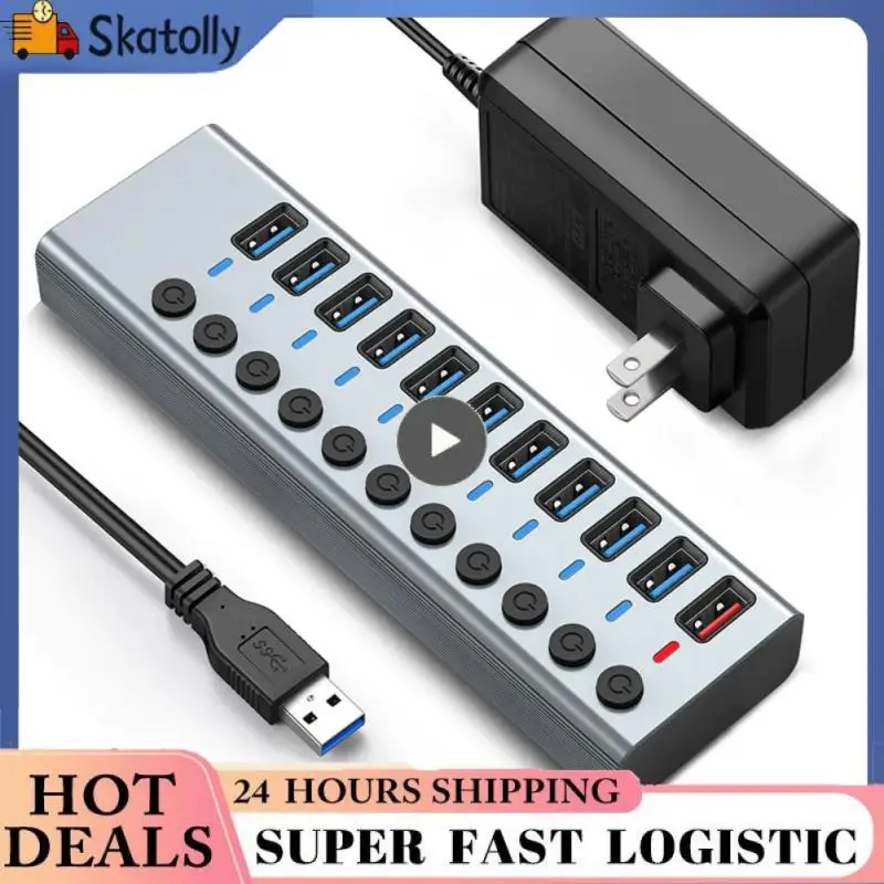 

1~4PCS HUB 3.0 External Power Adapter 5/8/11 Ports USB Hub Splitter Switch 12V 4A Power Adapter For Tablet Laptop PC US EU