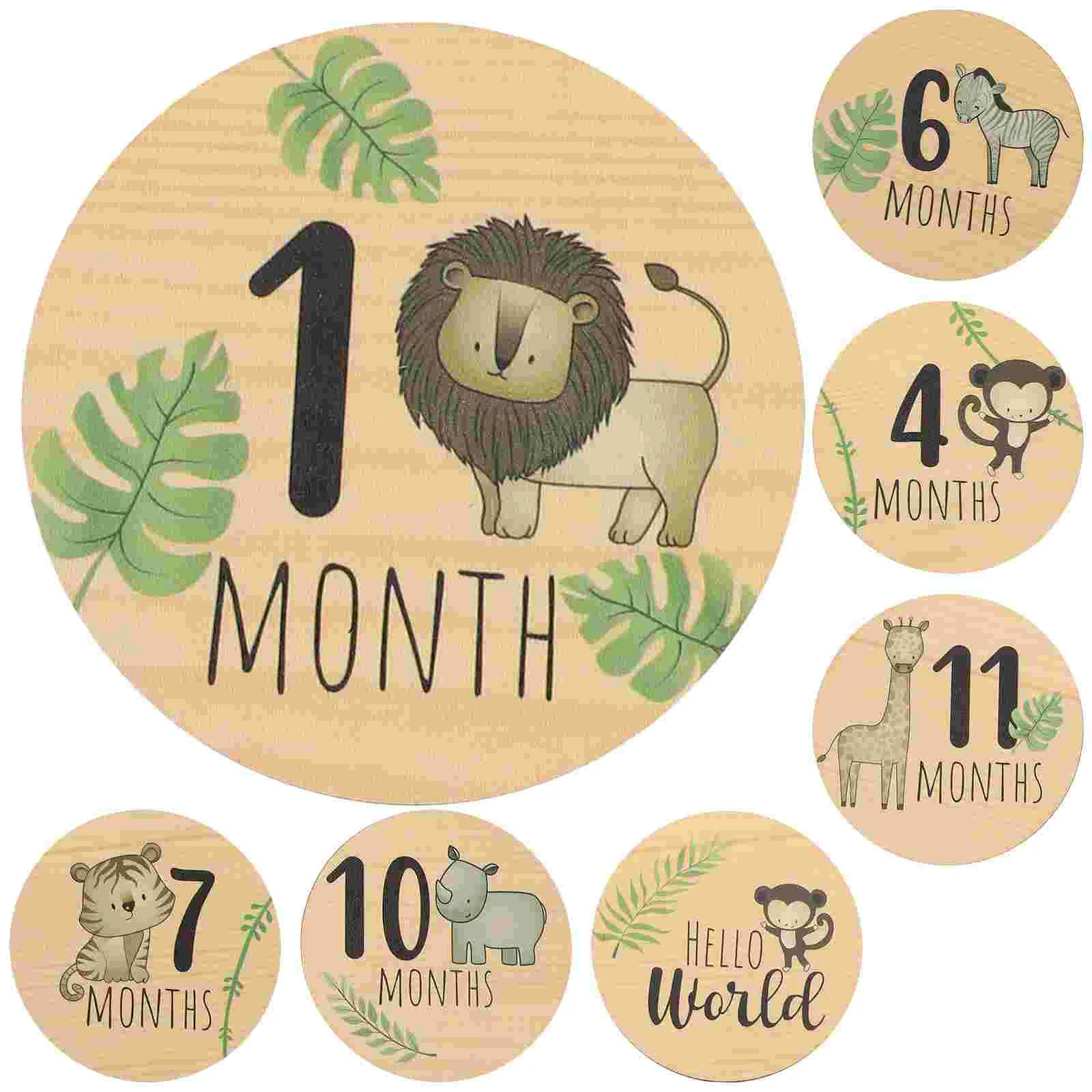 

7 Pcs Monthly Baby Milestone Nursery Name Sign Girls Months Signs Wood Craft Pendant Newborn Announcement