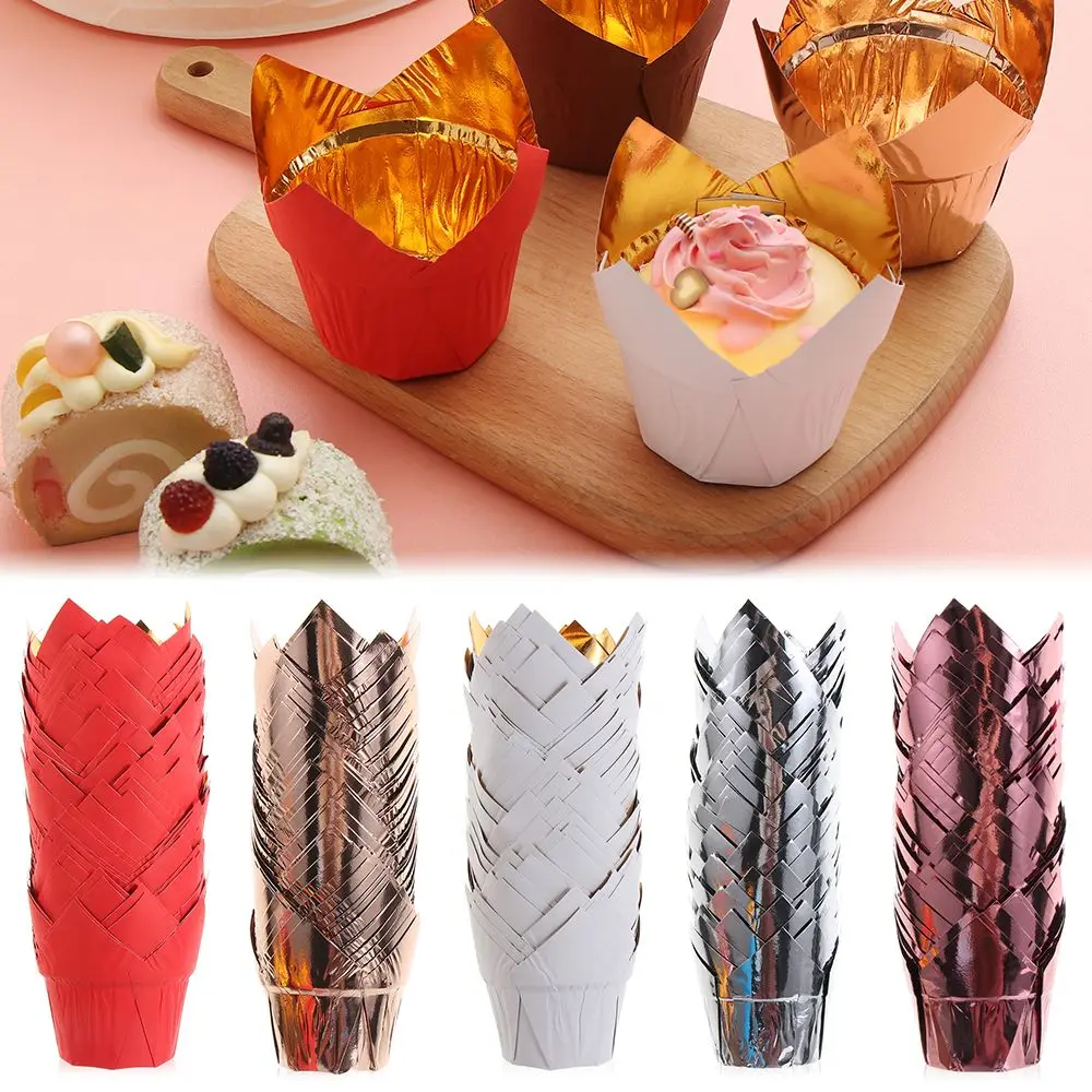 

50PCS Cake Muffin Cups Tulip Baking Cup Greaseproof Paper Cake Tray Cupcake Liners Bakeware Pastry Tools Party Supplies