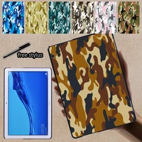 tablet case for huawei mediapad m5 lite 8 m5 lite 10 1 m5 10 8 t5 10 10 1t3 8 0t3 10 9 6 inch camouflage pattern hard shell