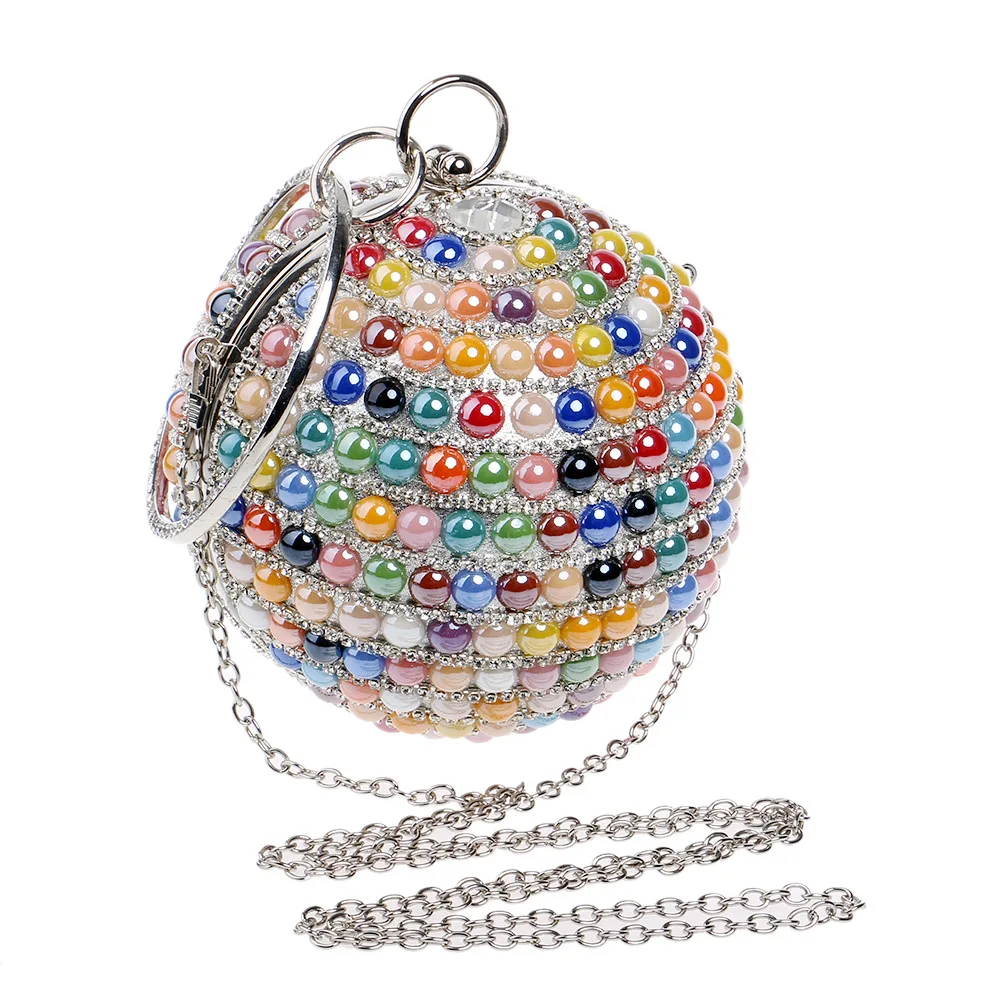 

Colorful Beads Handbag Women Lady's Party Bag Shoulder Crossbody Bag Rhinestone Shiny Handbag