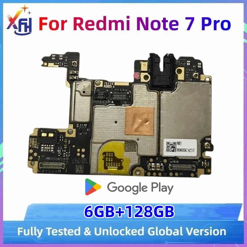 Original Unlocked Motherboard For Redmi Note 7 Pro Logic Board Global Version Main Circuits Board 128GB Snapdragon 675 Processor