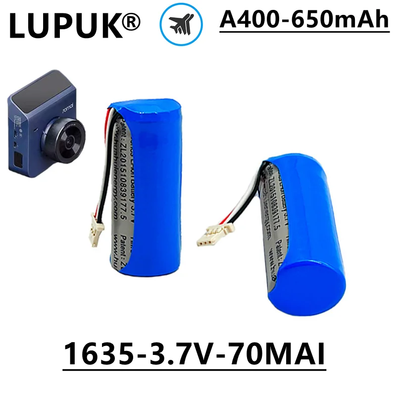 

Оригинальный литий-ионный перезаряжаемый аккумулятор luтук 1635, 3,7 в, 650 мАч, используется для интеллектуальной модели видеорегистратора A400
