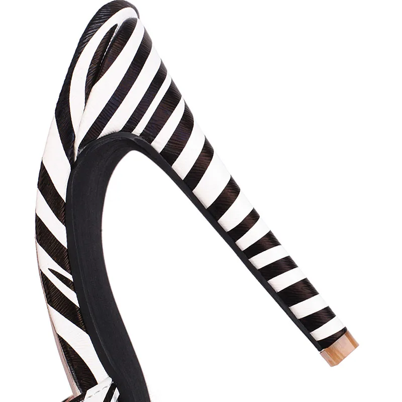 Women 11.5cm High Heels New 2023 Spring Lady Gold Silvery Zebra Stripes Pointed Toe Pumps Thin Heel Party Shoes