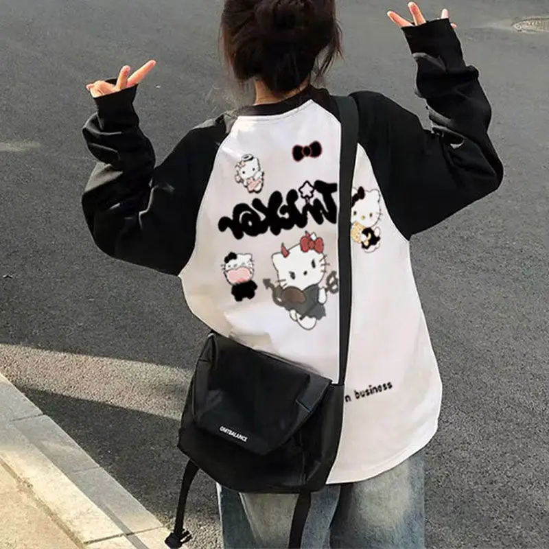 

Hello Kitty Kawaii Sanrio Anime Ktcat Sweatshirt Cute Cartoon Character Lovely Loose Comfortable Top Girls Gift