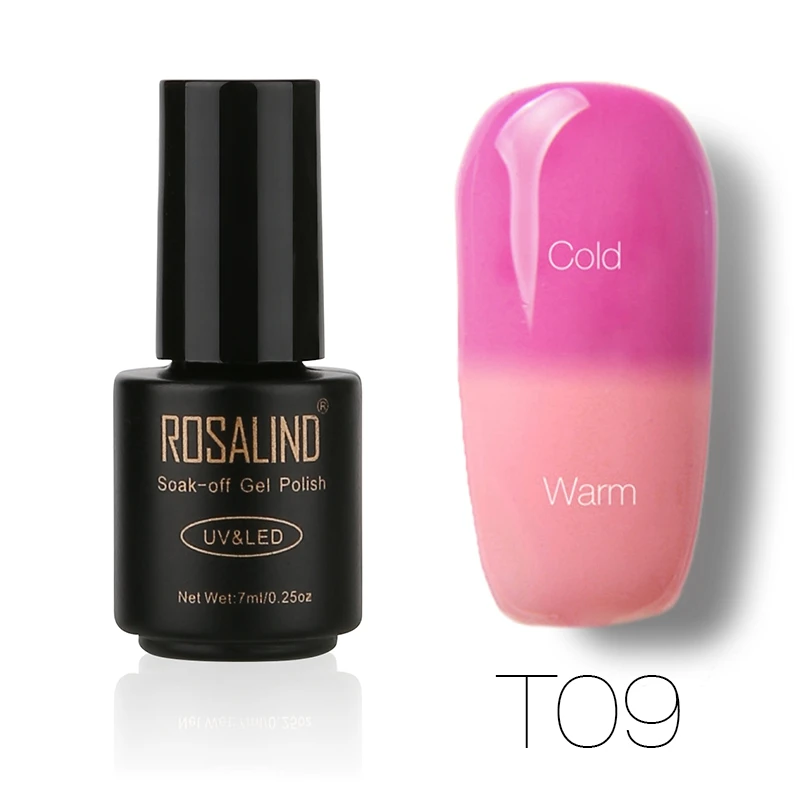 

ROSALIND Gel Nail Polish Temperature Semi Permanent Hybrid Varnish Bright Color Gel Nail Polish Base Top Coat UV LED Soak Off