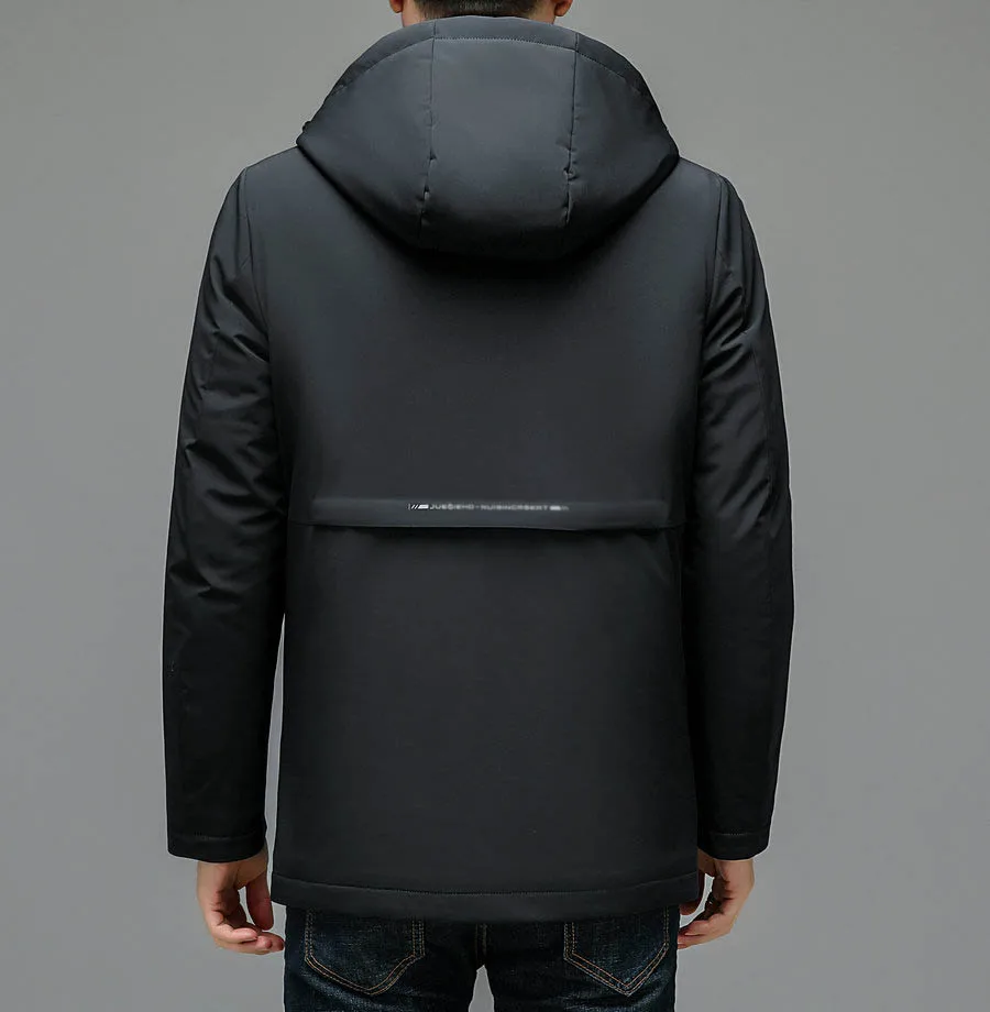 Men Black Navy Blue Puffer Parkas Winter Thermal Hooded Puff Overcoat Lining Detachable Design Warm Thick Jacket Outerwear Male