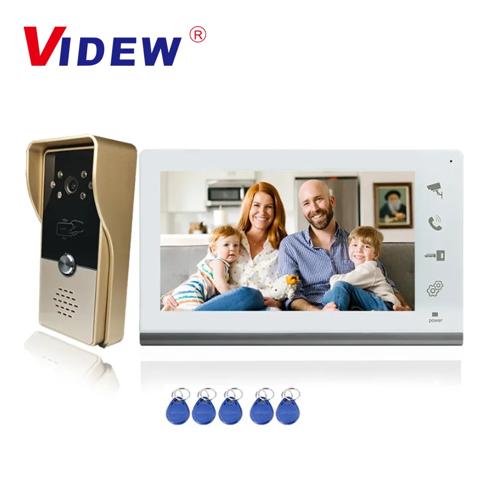 

VIDEW 7 Inch Night Vision Door Entry Wired Video Intercom System RFID Unlock Camera Doorbell Door Phone for Home Villa Apartment