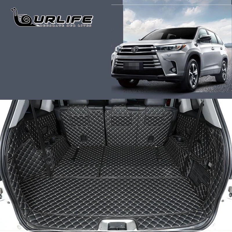 

Кожаный коврик для багажника автомобиля, подкладка для груза для Toyota Highlander, 7 мест, 2017, 2018, 2019, 2020, прочные коврики для багажника, аксессуары для груза