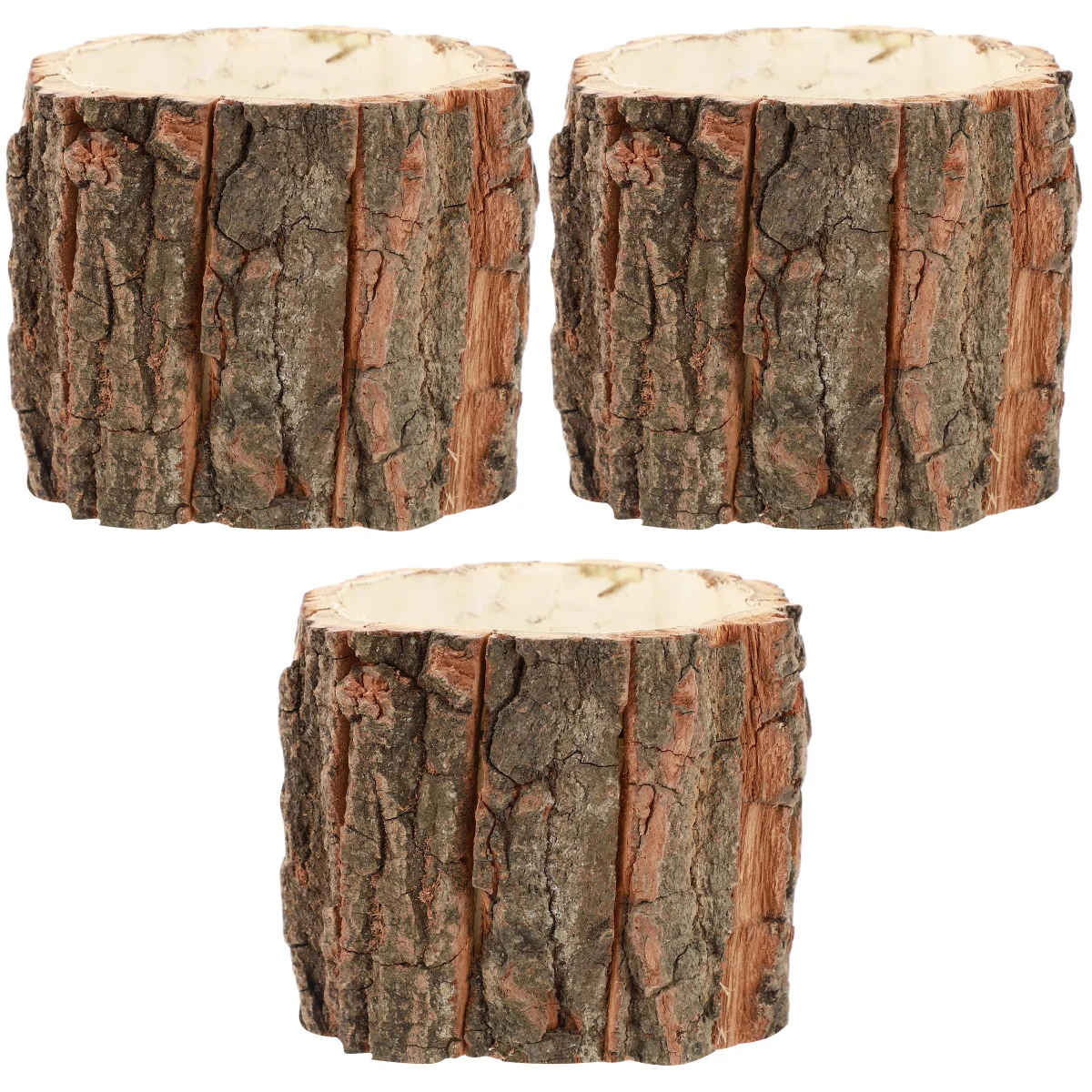 

Flower Planter Decorations Outdoor Wood Bark Porch Round Wooden Country Flowers Artificial Container Pots Patio Succulent Rustic