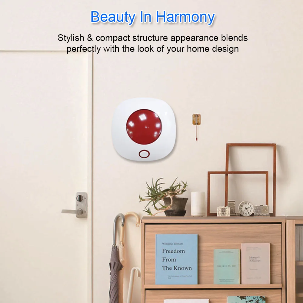 

ZONCENT Indoor Wireless Alarm Mini Speaker Anti-theft Amplifier 433MHz 100DB Red Light Strobe Home Alarm System Security Kit