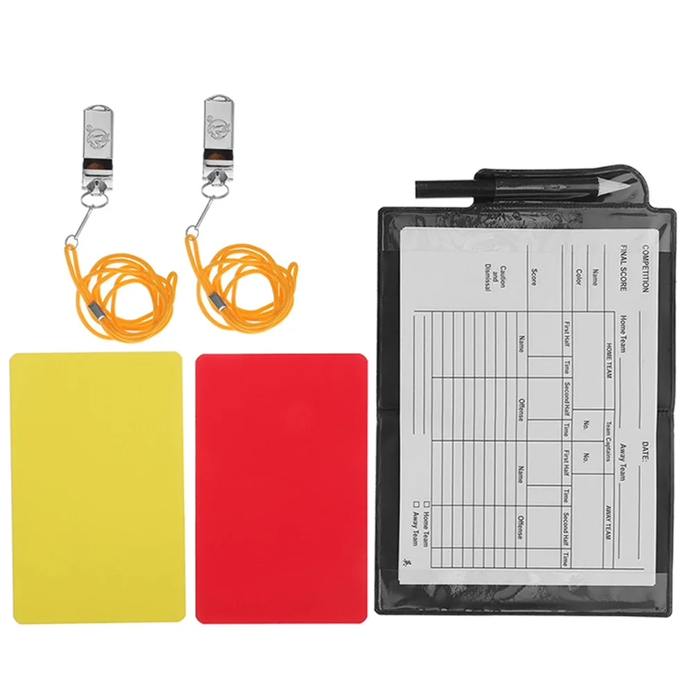 

1 Set of Football Soccer Referee Kit Red Yellow Referee Cards Whistles Notepad Pen for Scooer Game