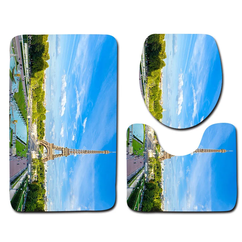 3pcs Romantic Nature View Printed Bathroom Mat Set Anti Slip Washable Toilet Cover U Shape Floor Bath Mats Home Rugs | Дом и сад