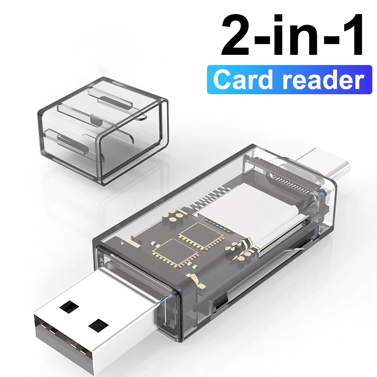 

2 IN 1 Card Reader USB 2.0 To Type C SD TF Card Memory Card Reader High Speed Smart Cardreader Adapter For PC Laptop Accessories