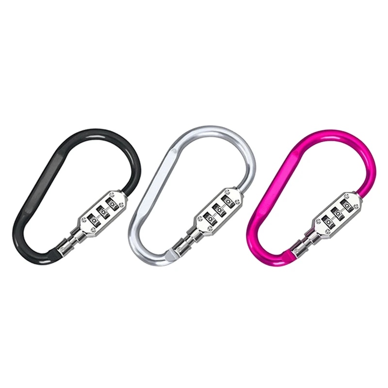 

Baggage Doors Carabiner Padlock 3 Dial Digit Password Lock Resettable Anti-theft Drop Shipping