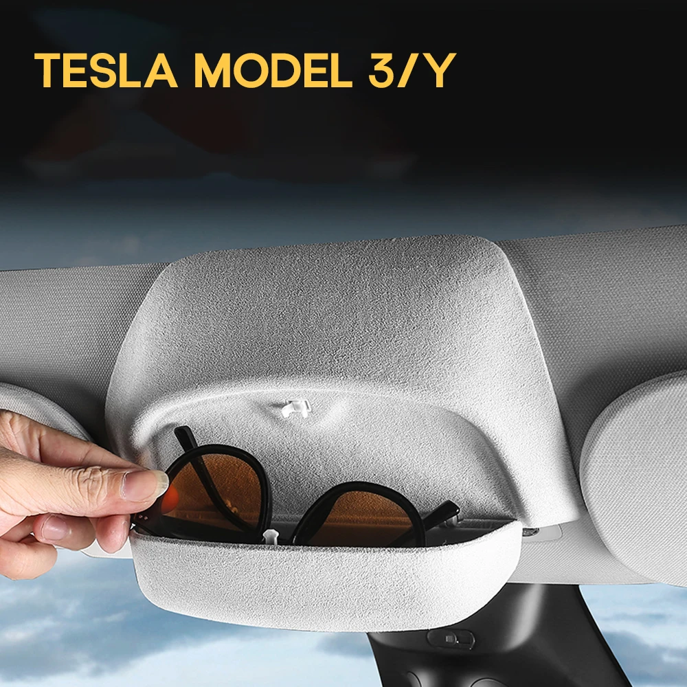 

For Tesla Model 3 Model Y 2023 2022 2021 - 2017 Car Glasses Holder Case Sunglasses Storage Box Auto Interior Car Accessories