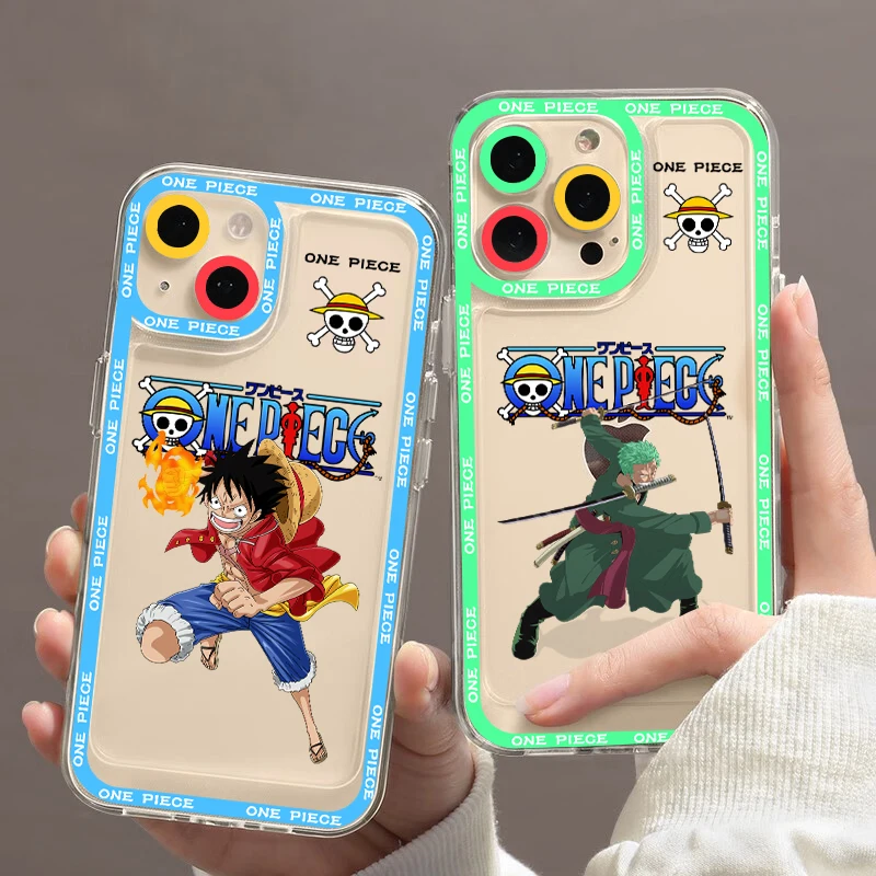 

Anime One Piece Luffy Zoro Sanji Nami Usopp Phone Case for iPhone 11 12 13 Mini Pro Max 14 Pro Max Case transparent shell