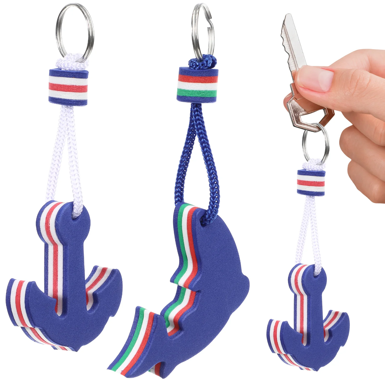 

2 Pack Floating Key Chain Keychain Float Buoy Boating Accessory Dolphin Anchor Floating Keyring for Boating Kayak Water Sports