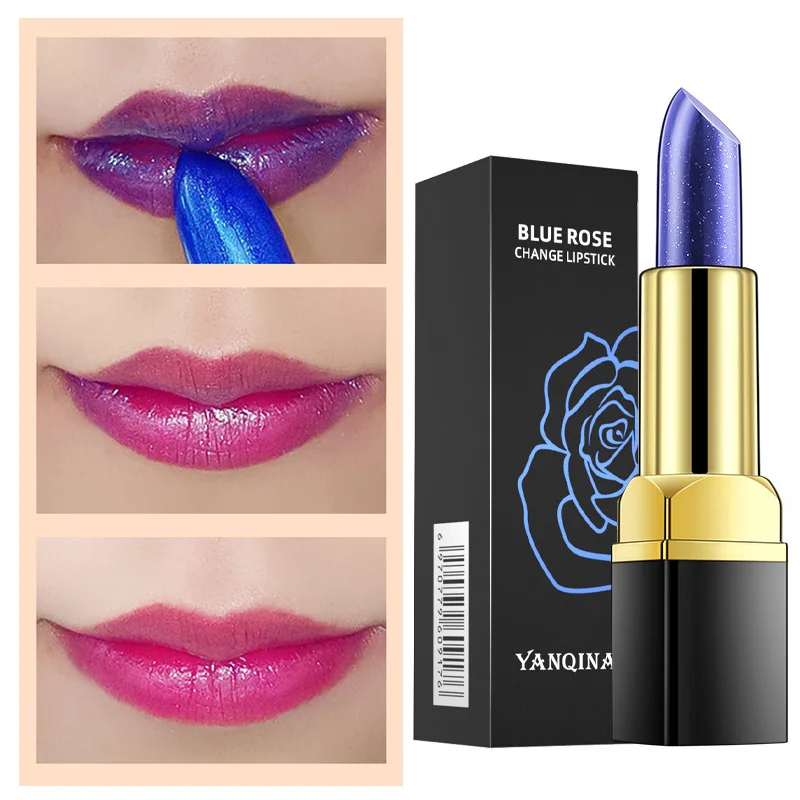 

Lip Balm Blue Rose Lipstick Temperature Color Changing Lip Moisturizing Natural Balm Base Makeup Long Lasting Shiny Lipstick