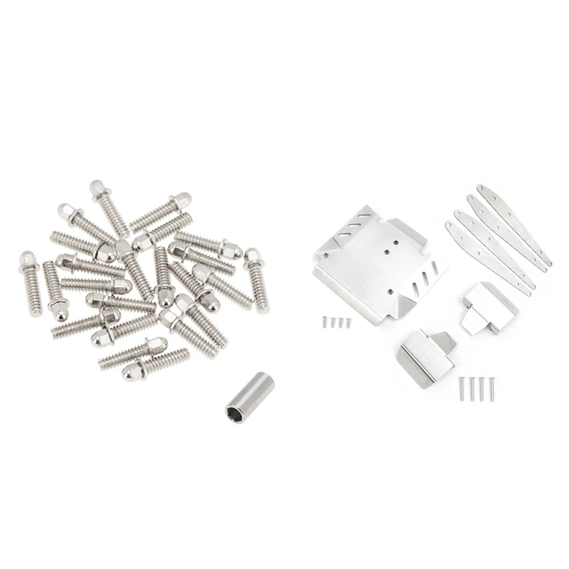 

2 Set RC Car Part: 1 Set 1.9 2.2 Wheel Rim M3 Screw Decoration & 1 Set Chassis Armor Axle Protector Arm Guard Plate