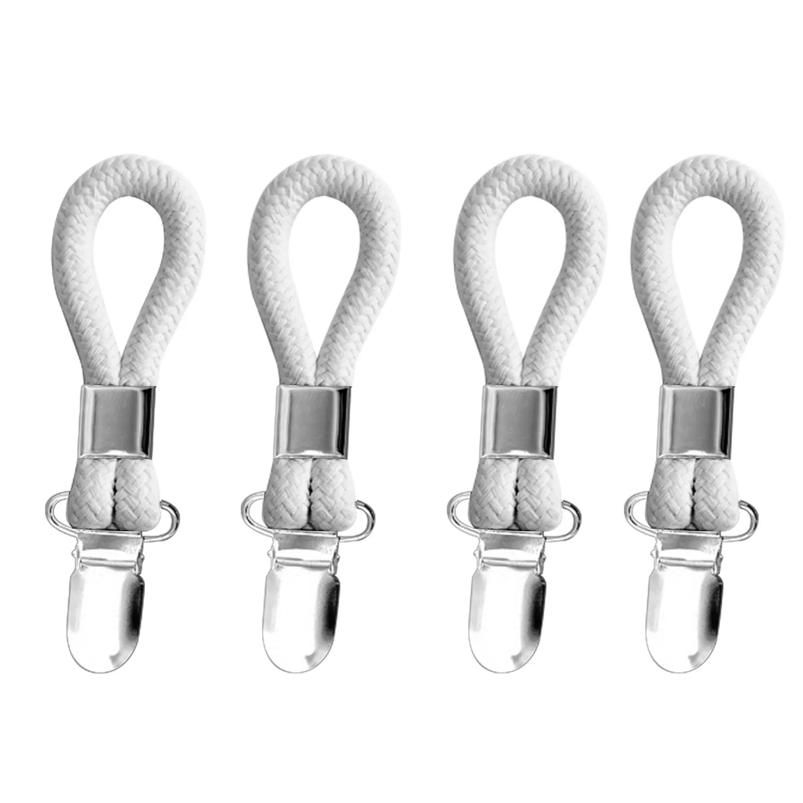 

4pcs Hang Bathroom Towel Clips Braided Multipurpose Cotton Loop Metal Clamp Kitchen Storage Clips Home Socks Clothes Hanger