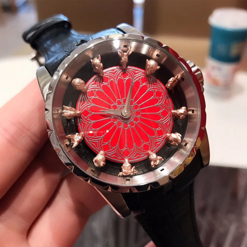 

Мужские часы 45 мм * 12 мм полностью автоматический механический механизм ремешок из воловьей кожи минеральное суперпрочное зеркало