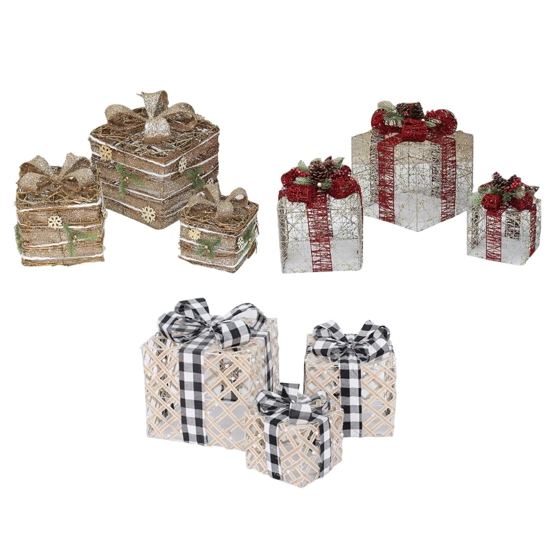 

Wrought Iron Gift Box Ornament Pack of Household Party Decoration Accessory