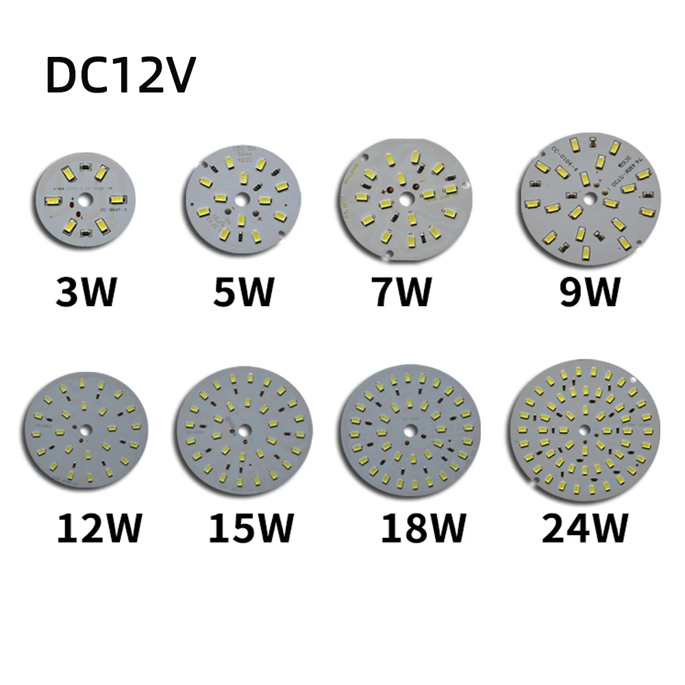 

10pcsDC12V LED chip round SMD 5730 light board 3W 5W 7W 9W 12W 15W 18W 24W downlight low-voltage white light source