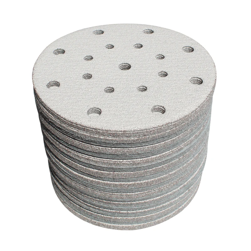 ATPRO 6 Inch 17 Hole Flocking Dry Sanding Paper Round White Sand Frosted BrushedSheet Car Putty Polishing Spray Paint 20 Pieces