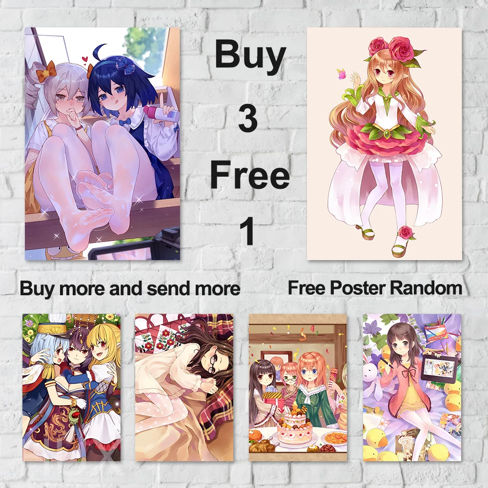 

Japan Anime Cute Girl High Quality Poster Kawaii Living Room Cartoon Custom Print Modern Home Room Aesthetic Decor Mural Picture