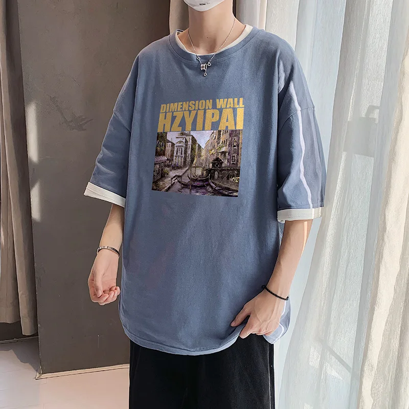 

Summer Harajuku Baggy Short High Quality Trend Oversized T-shirt Men's Funny Sleeve T-shirt Japanese Style Couple Tops for Teens
