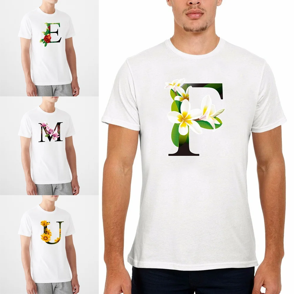 

T-shirt for Men Harajuku Summer Casual Top Tee Shirt Men's Sport Fashion Flower Color Printing Short Sleeve Hip-Hop Men Clothing