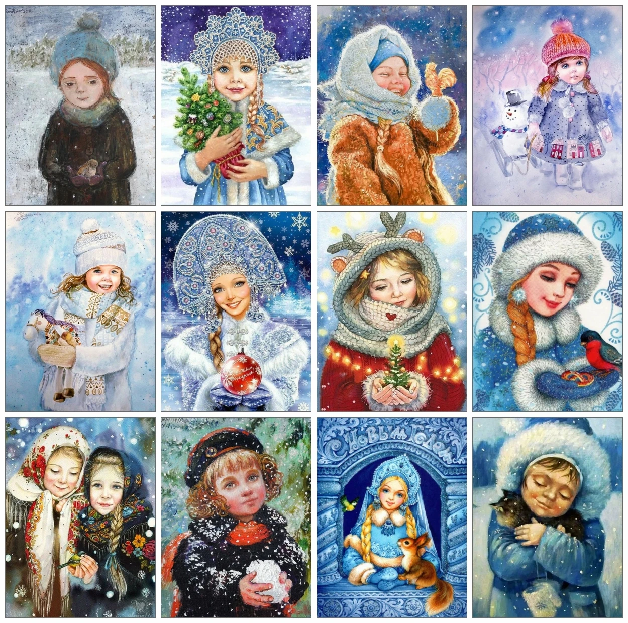 

AZQSD DIY Coloring By Numbers Girl Winter Snow On Canvas Frameless Painting By Numbers Portrait Handpainted Wall Decor Gift