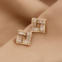 summer new fashion bling crystal pearl geometric stud earrings for women classic korean earrings jewelry accessories wholesale