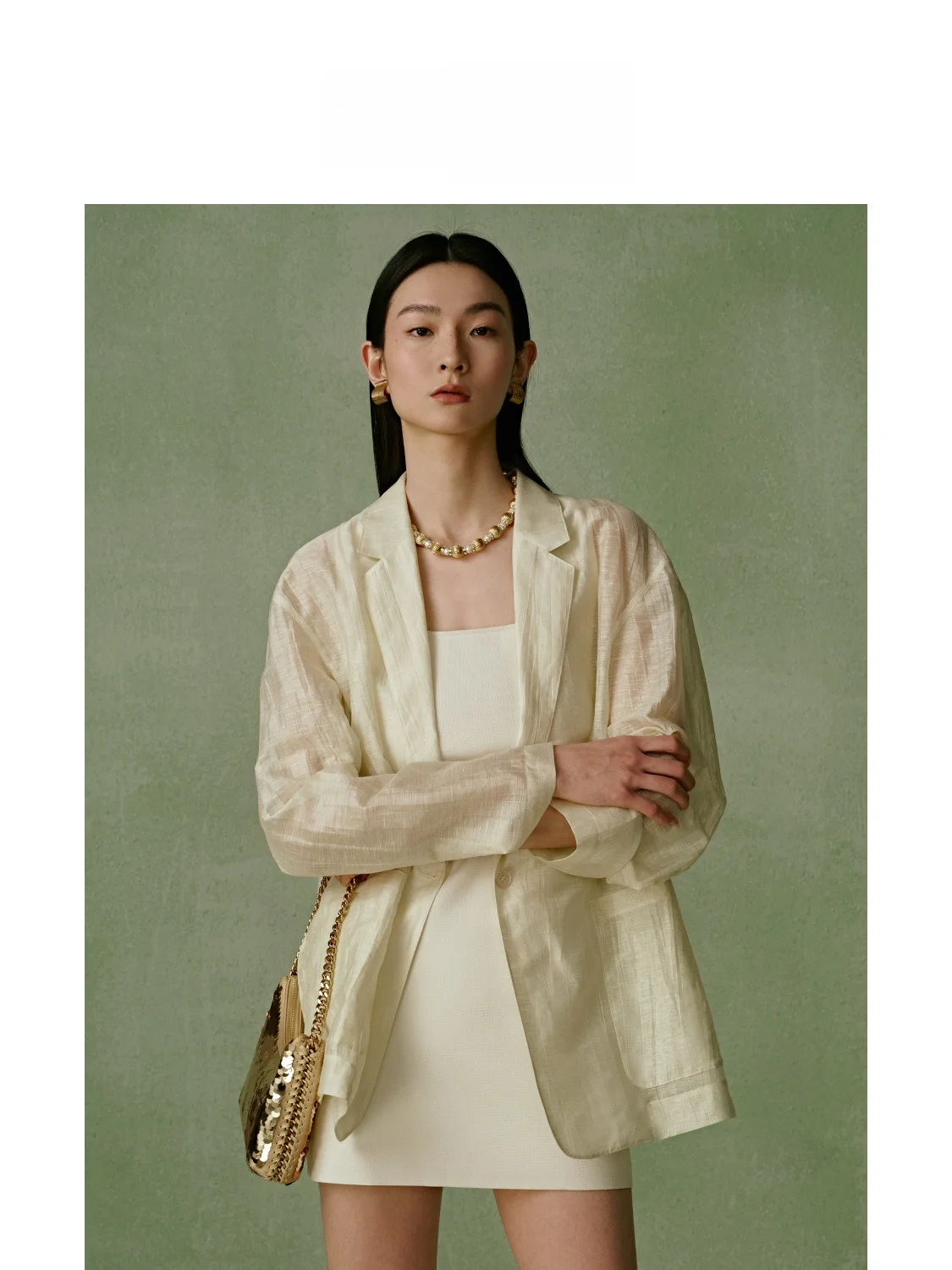 Скидка 20% за 2 шт. | Zhi Ba Yin Ji плиссированное льняное тонкое пальто для женщин 2024