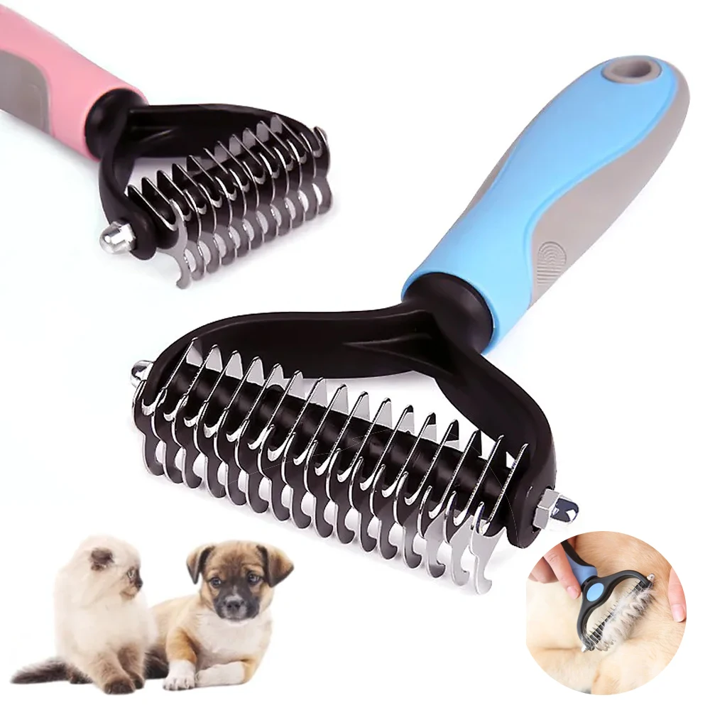 

Pets Fur Knot Cutter Dog Cat Grooming Shedding Tools Stainless Pet Hair Removal Comb Brush Double sided Pet Products Suppliers